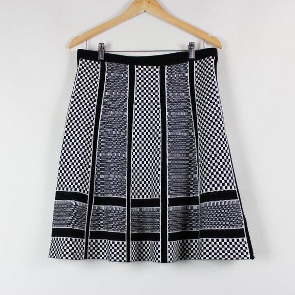 Spense Black White Checker Stripe Knit Skirt - Picture 10 of 10